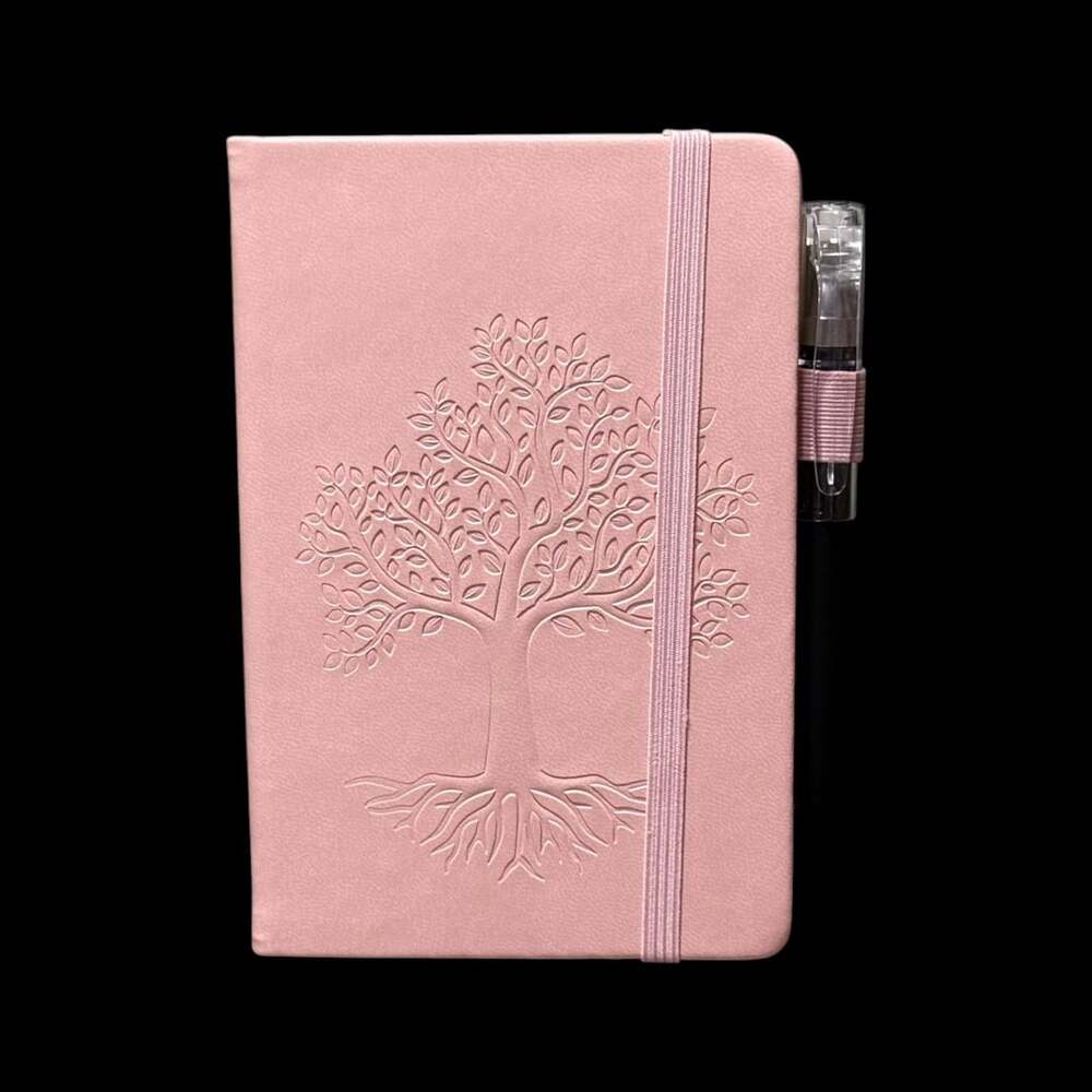 Pink Rose Tree of Life Embossed Small Hardcover Lined Journal with Pen